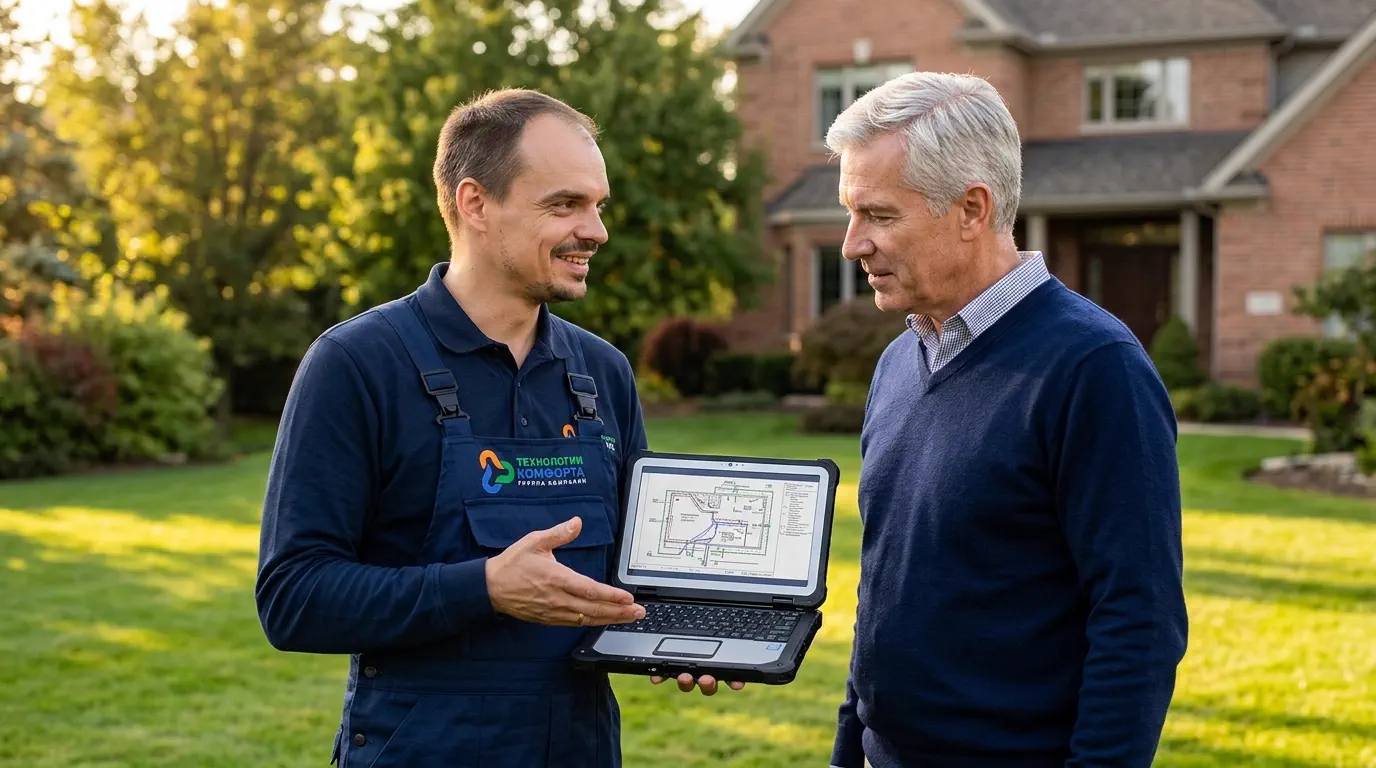 Инженер показывает проект